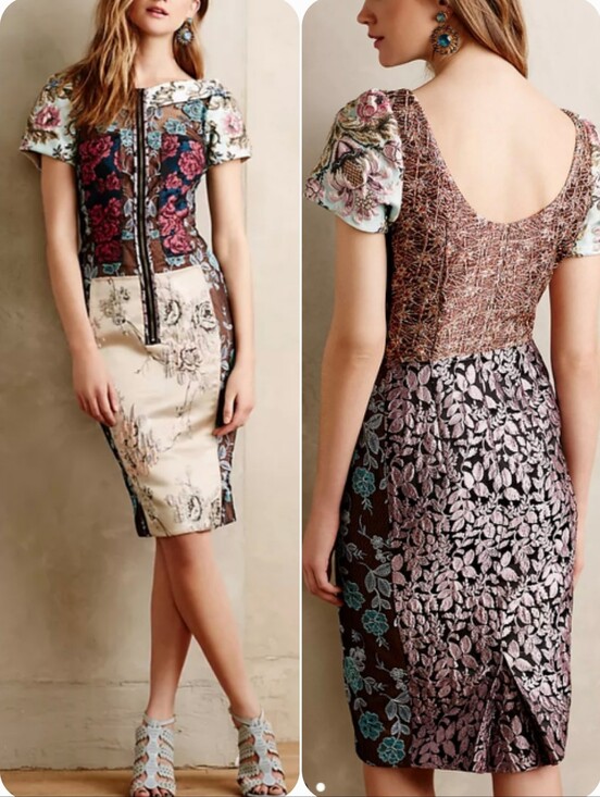 Byron Lars Dresses & Skirts - Anthropologie Beguile by Byron Lars Pieced Brocade Sheath Dress 2 Lace Floral